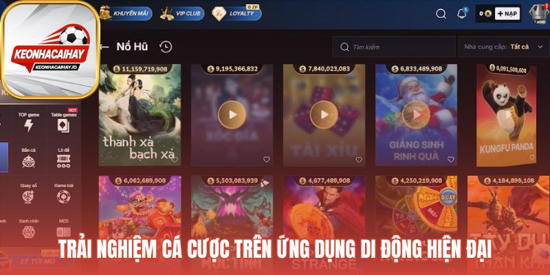 Giao diện app cá cược trên điện thoại thông minh
